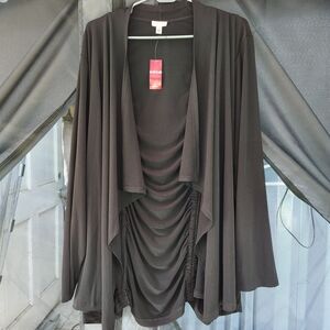 Avenue Black Open Front Cardigan